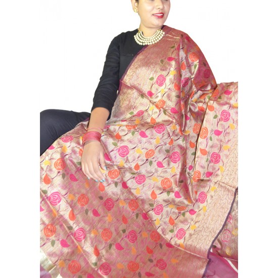 Buy silk printed multicolour dupatta/ stole for women.