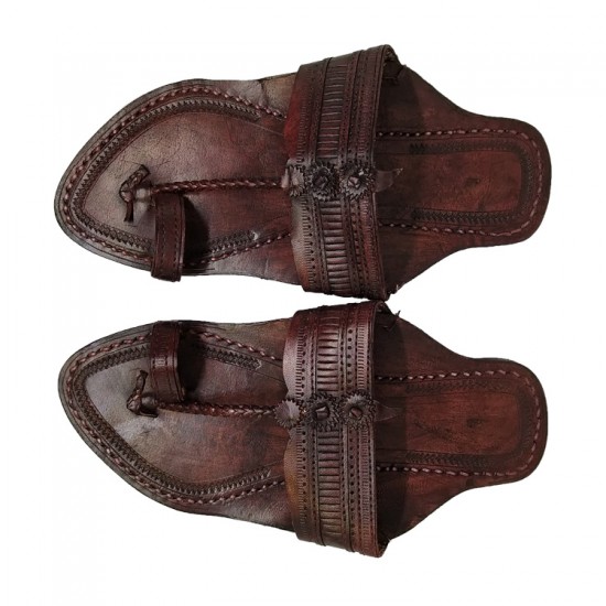 Buy thick sole leather kolhapuri chappal for men