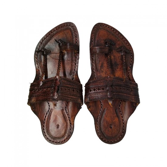 Buy dark brown traditional style kolhapuri chappal for men