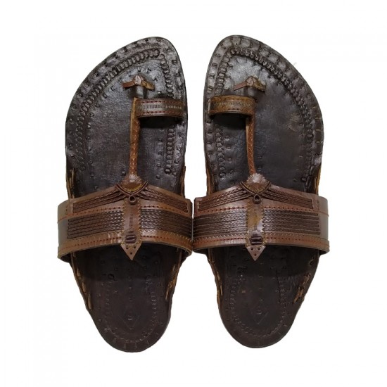brown kolhapuri chappal