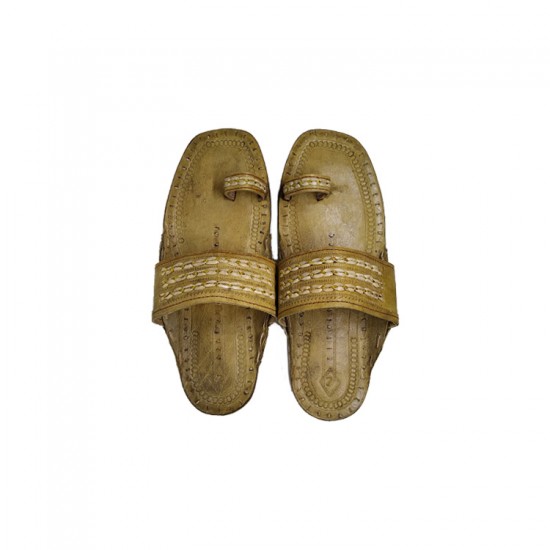 Buy leather colored flat sole kolhapuri chappal for men