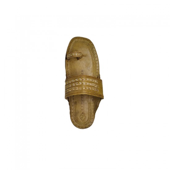 Buy leather colored flat sole kolhapuri chappal for men