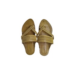 Buy Skin Colored Cross Strapped Kolhapuri Chappal for Men