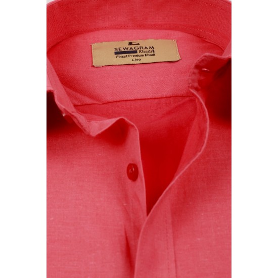 Buy plain Red colored Original Muslin Khadi shirt for Men