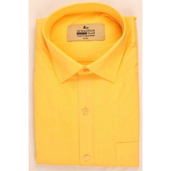 Buy yellow colored plain khadi shirt with full & half sleeves.