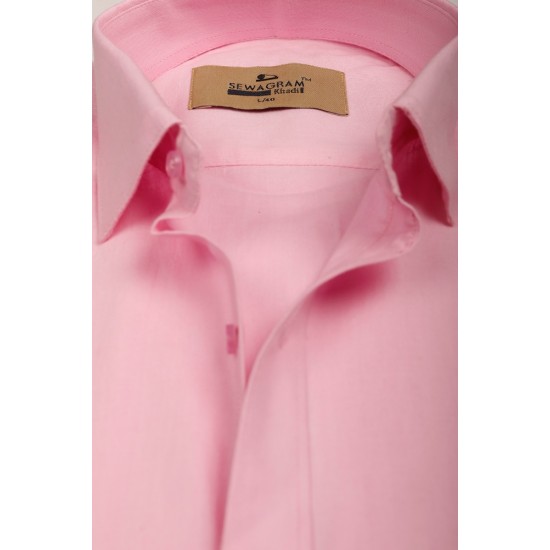 Buy pink colored plain khadi shirt with full & half sleeves