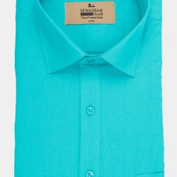 Buy Cyan Blue Original Muslin Khadi shirt for Men 