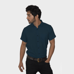 Buy Navy Blue Original Muslin Khadi shirt for Men