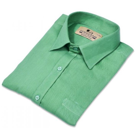 Buy Dark Green Colored Khadi Shirt for men