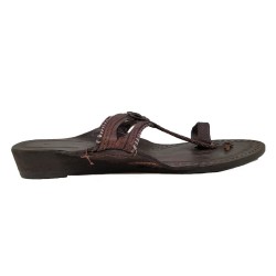 Buy black colored leather kolhapuri chappal for women.