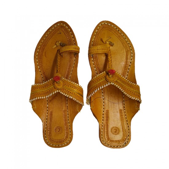 Buy Tan Colored designer ladies Kolhapuri Chappal