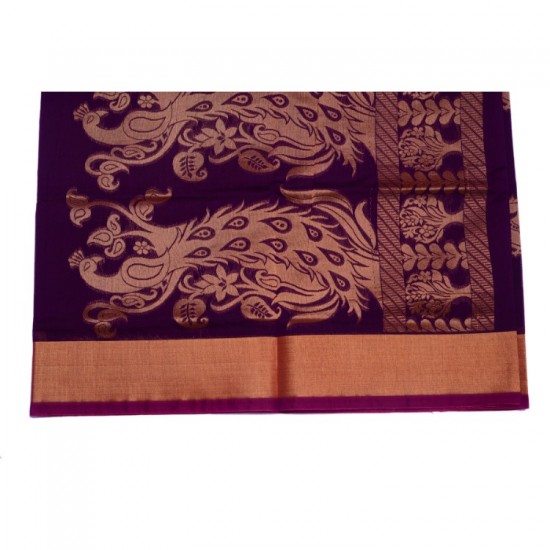 Buy Cotton Peacock print saree with running blouse piece
