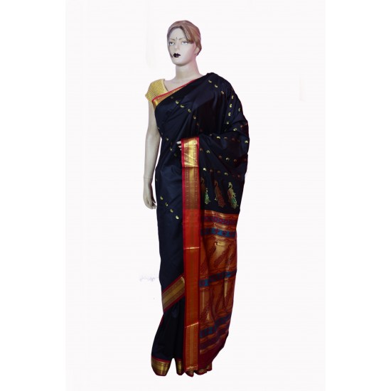 Buy Black Colored Belgaon Silk Saree With Contrast Blouse Piece Buy Black Colored Belgaon Silk Saree With Contrast Blouse Piece