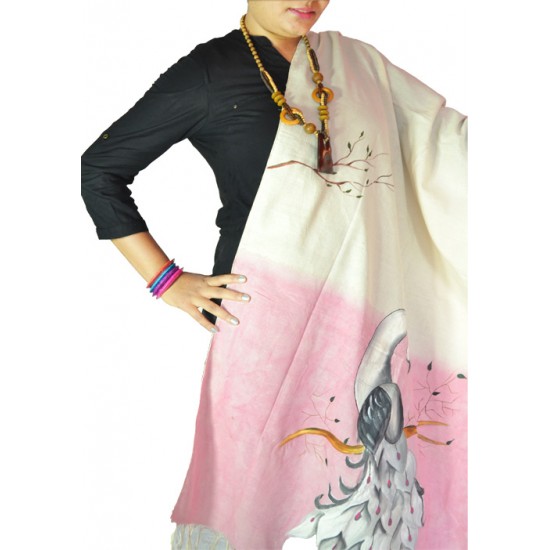 Buy hand painted khadi dupatta for women.