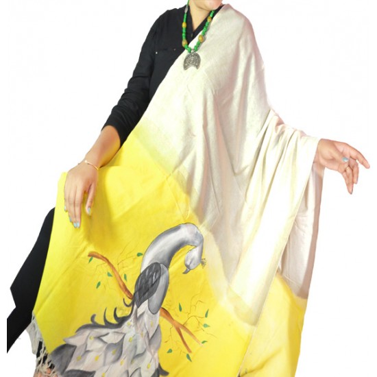 Buy hand painted khadi dupatta for women.