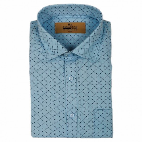 Blue Printed Premium Khadi Shirt for men
