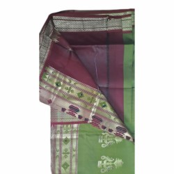 Mehendi Colour Belgaon Silk Saree with contrast blouse